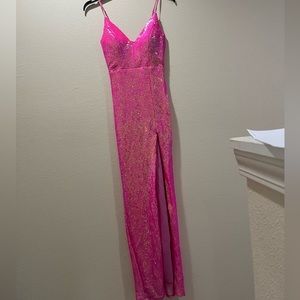 Macy’s pink sequin prom dress